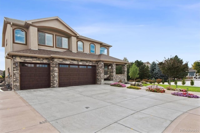 view of front of house with a garage