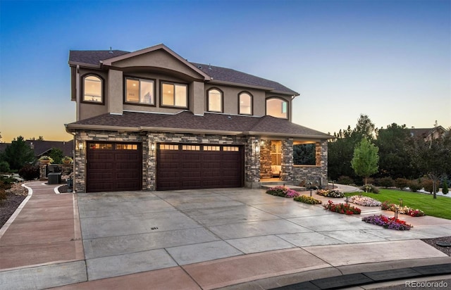 view of front of house with a garage