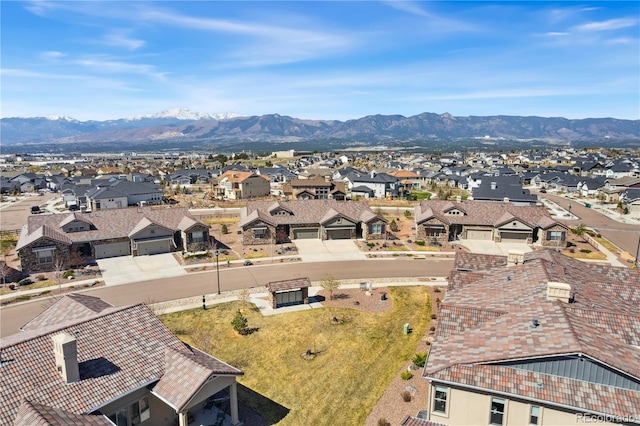 aerial perspective of suburban area with mountains