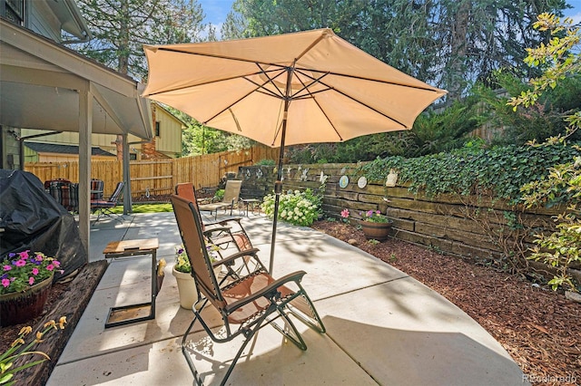 8002 Field Ct, Arvada, CO 80005 - fenced backyard featuring a patio