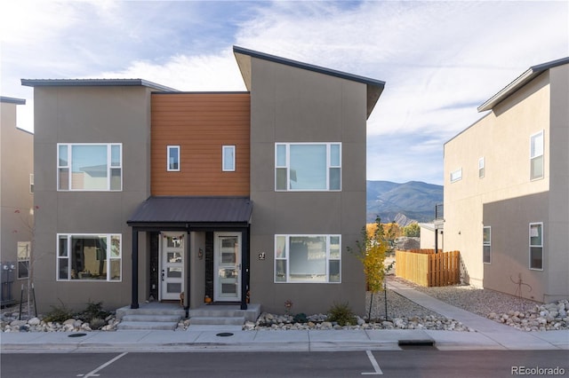 contemporary home with a mountain view