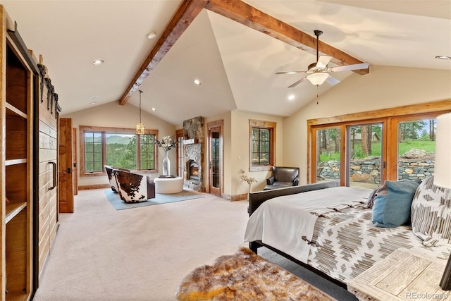 2929 Highlands View Rd, Evergreen, CO 80439 - bedroom featuring access to outside, carpet, and recessed lighting