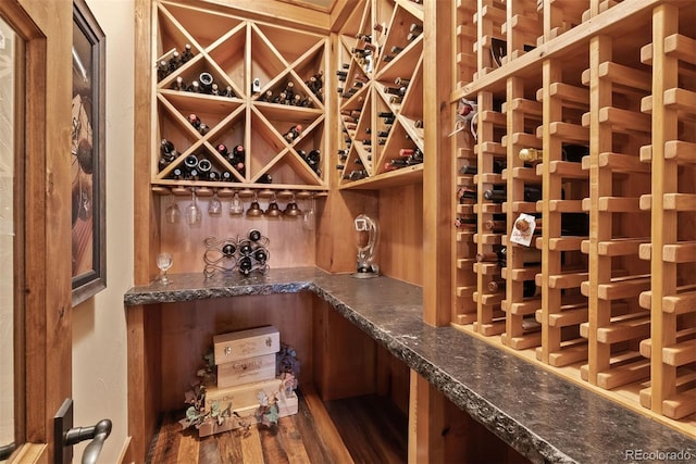 2929 Highlands View Rd, Evergreen, CO 80439 - wine area featuring dark wood-style floors