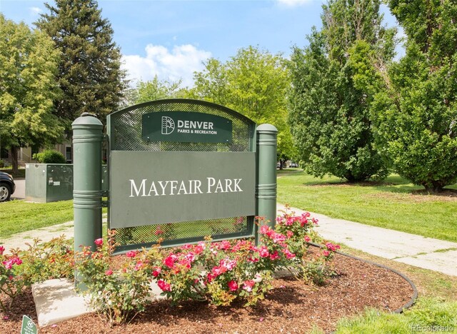 5955 E 10th Ave Unit 507, Denver, CO 80220 - community / neighborhood sign featuring a lawn