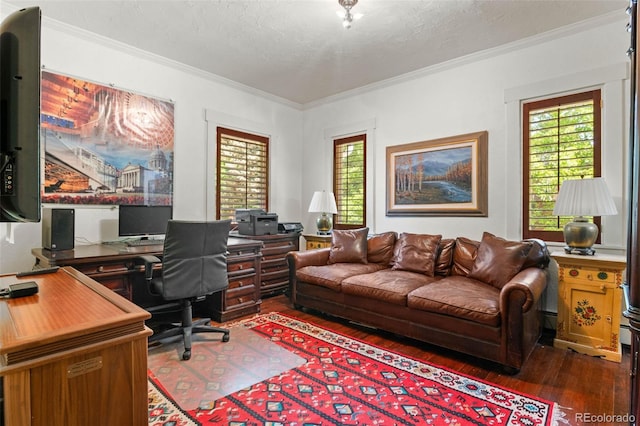 50 Albion St, Denver, CO 80220 - office area with dark wood-style floors and crown molding