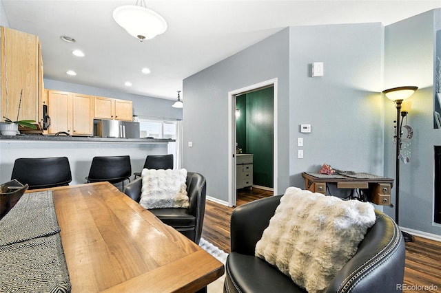 15612 E 96th Way Unit 20B, Commerce City, CO 80022 - dining space with dark wood finished floors and recessed lighting