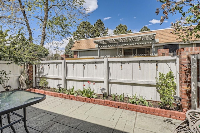view of patio featuring a fenced backyard