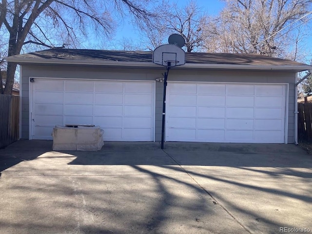 view of detached garage