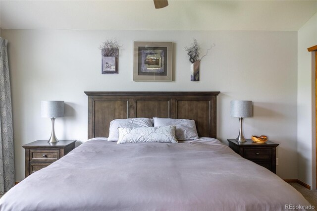 10218 Woodrose Ct, Highlands Ranch, CO 80129 - carpeted bedroom featuring baseboards and ceiling fan