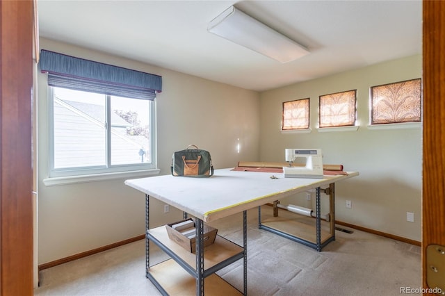 10218 Woodrose Ct, Highlands Ranch, CO 80129 - home office featuring light carpet and baseboards