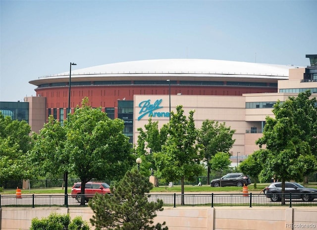 view of building exterior featuring fence