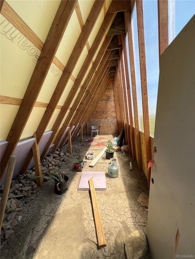 view of unfinished attic