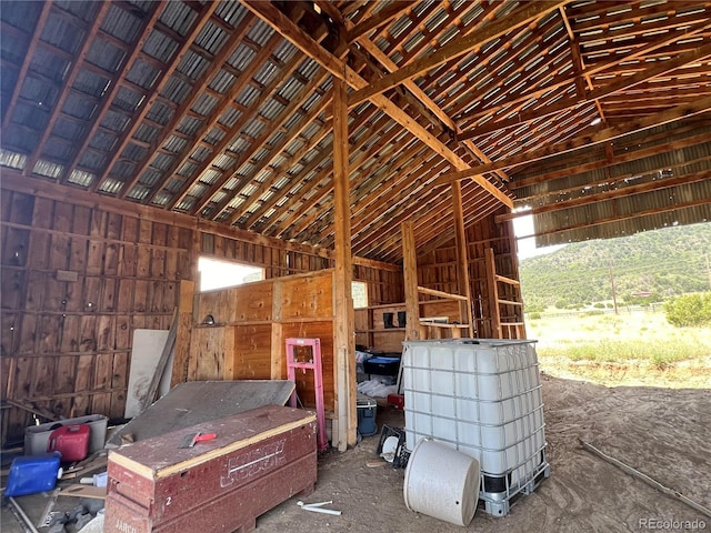 misc room with vaulted ceiling