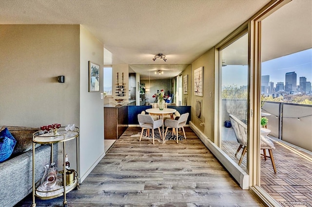 sunroom with a city view