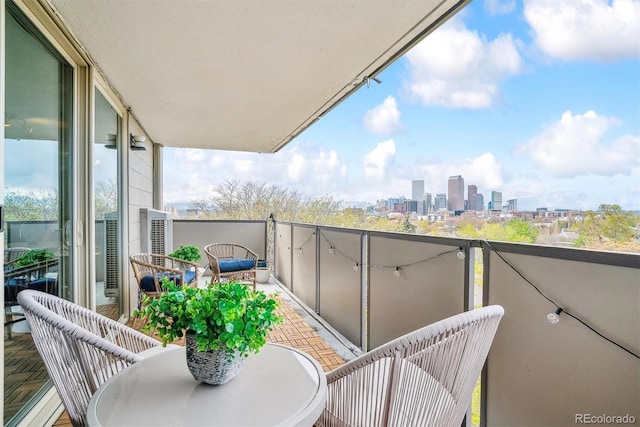 balcony with a view of city