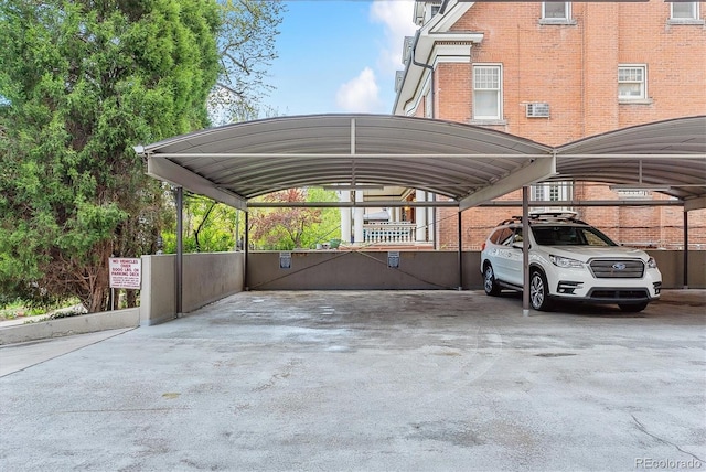 view of covered parking lot