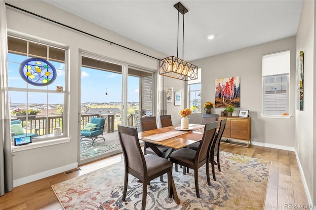 dining room with light hardwood / wood-style flooring