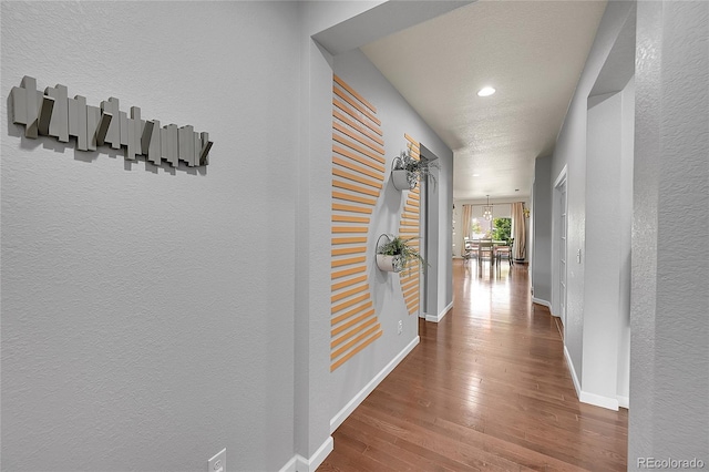 675 W 171st Pl, Broomfield, CO 80023 - hall featuring wood finished floors, a textured wall, and recessed lighting