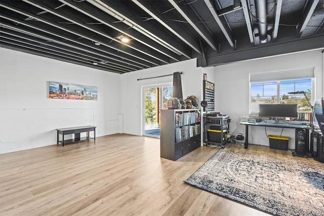 interior space with hardwood / wood-style flooring