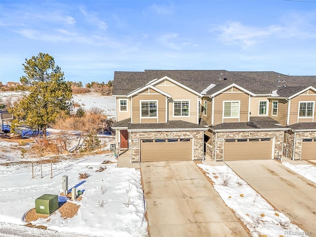 view of front of property with a garage