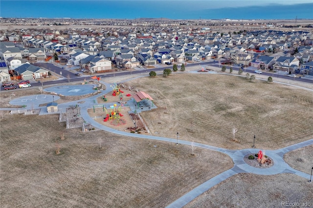 bird's eye view with a residential view