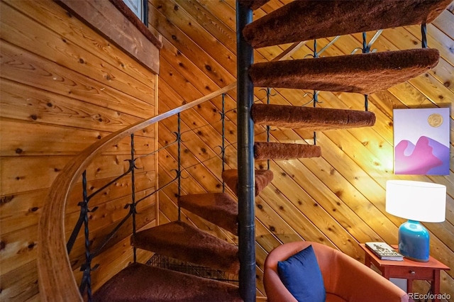 stairs with wooden walls