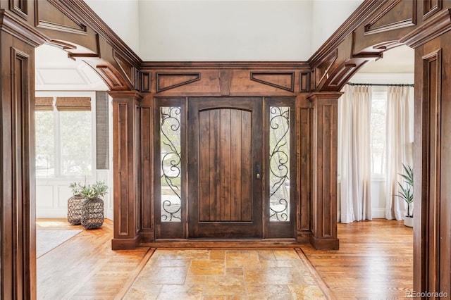 foyer with a towering ceiling