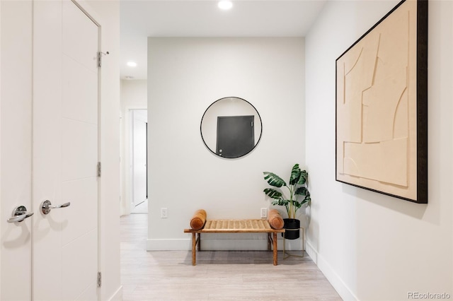 hall featuring light wood-type flooring