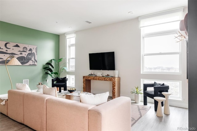 living room featuring light hardwood / wood-style floors