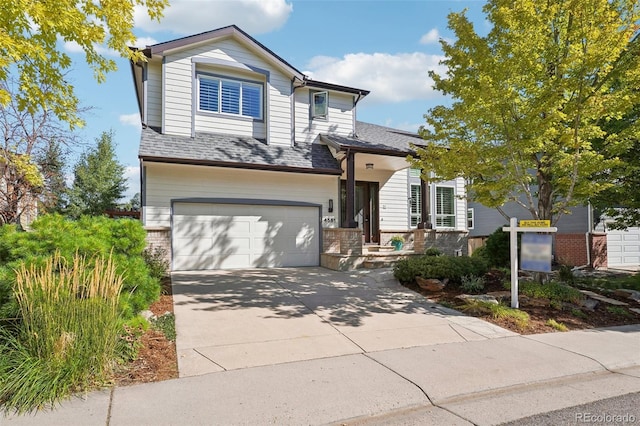 view of front of house with a garage