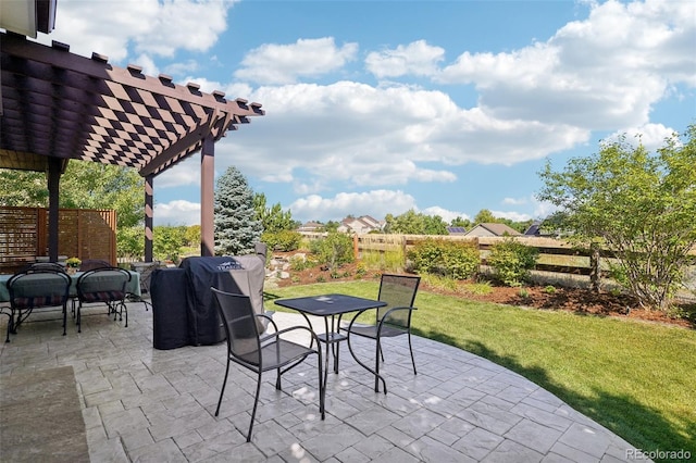 view of patio / terrace featuring a pergola