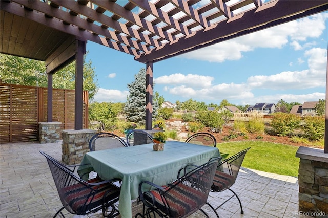 view of patio featuring a pergola