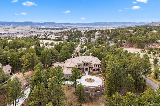 662 Yankakee Dr, Castle Rock, CO 80108 - birds eye view of property featuring a forest view and a mountain view