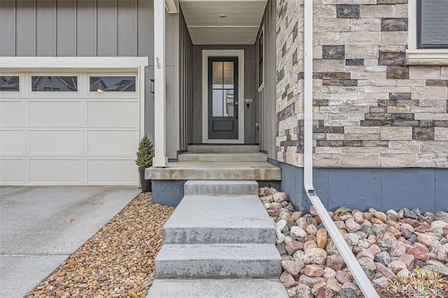 entrance to property with a garage