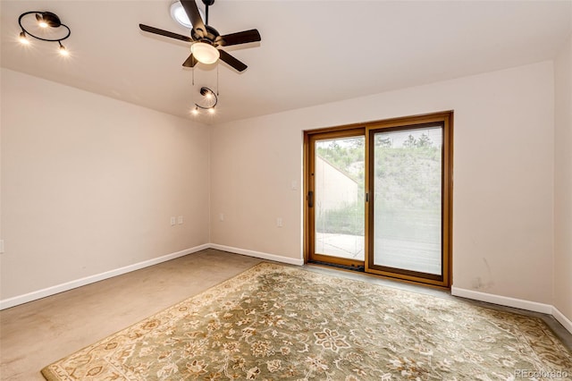 24130 High Timber Ln, Agate, CO 80101 - spare room with a ceiling fan and baseboards