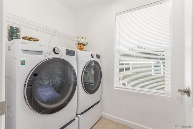 6400 S Ider St, Aurora, CO 80016 - laundry area featuring separate washer and dryer and light tile patterned floors
