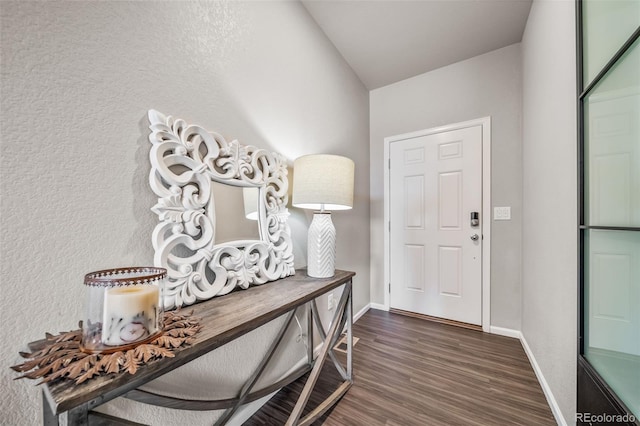 entrance foyer featuring baseboards and dark wood-type flooring