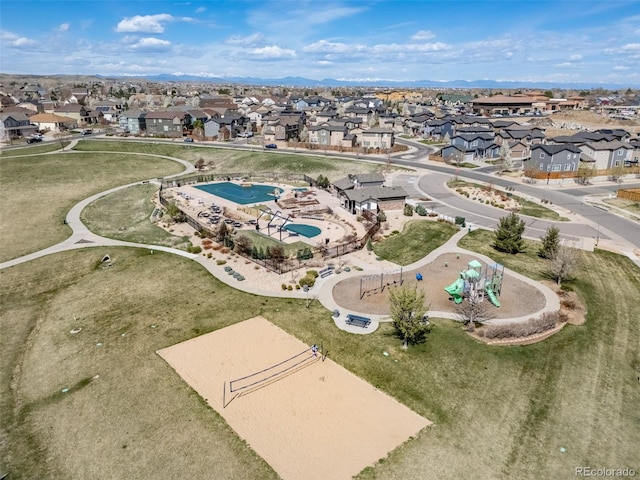 bird's eye view with a residential view