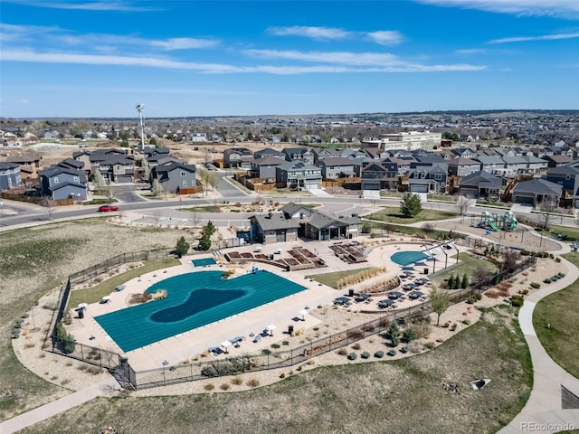 bird's eye view with a residential view
