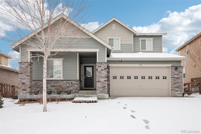 craftsman house with a garage