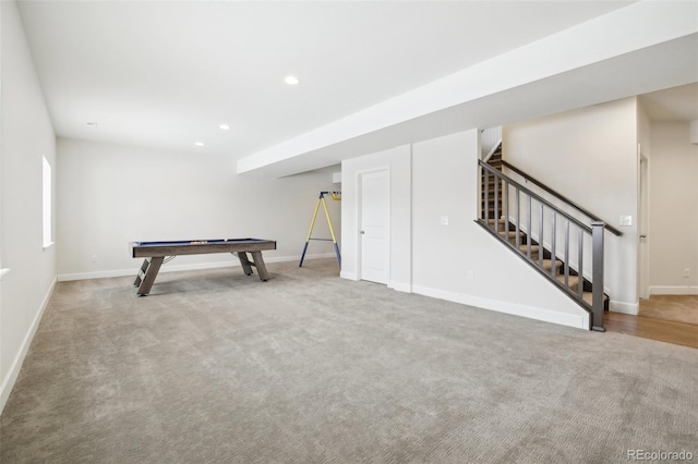 recreation room with carpet floors