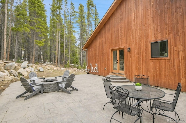 79 Beaver Rd, Idaho Springs, CO 80452 - view of patio / terrace featuring french doors and an outdoor fire pit