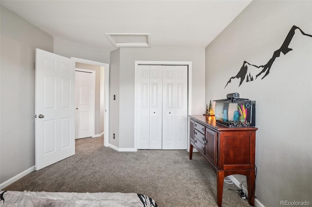 7311 Rattlesnake Dr, Lone Tree, CO 80124 - carpeted bedroom featuring attic access and a closet