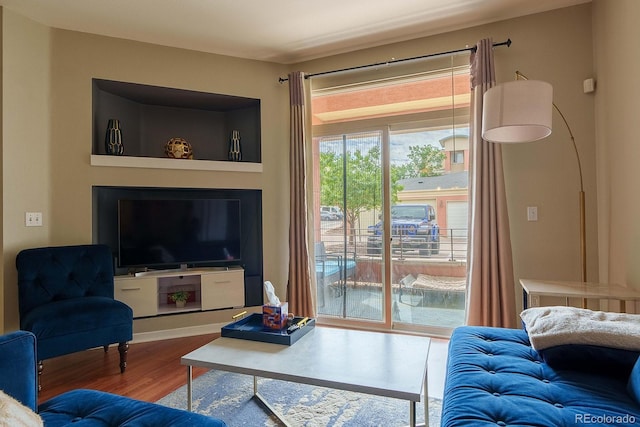 living room featuring hardwood / wood-style flooring