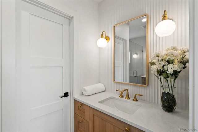 1645 N Osceola St, Denver, CO 80204 - bathroom with vanity and an enclosed shower