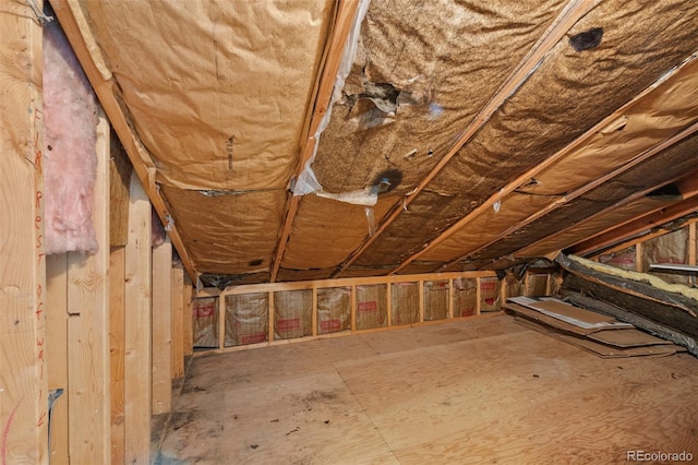 view of unfinished attic