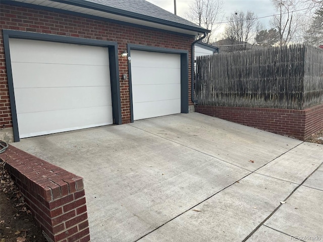 view of garage