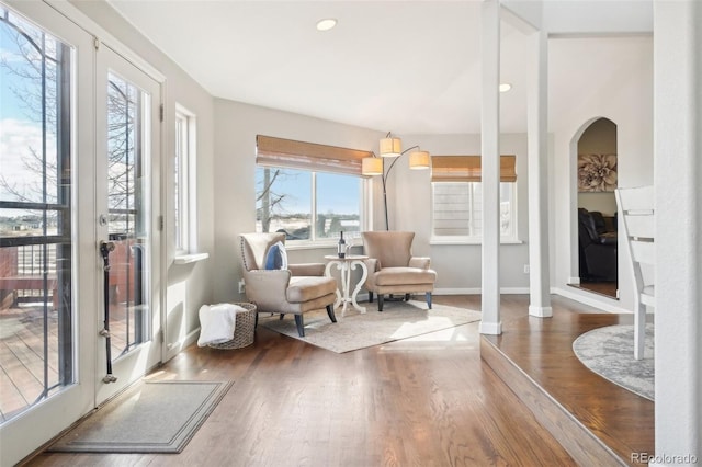 living area featuring wood-type flooring