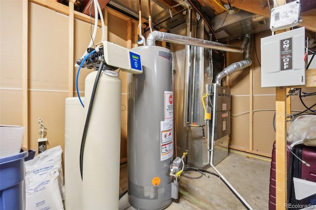 utility room with water heater