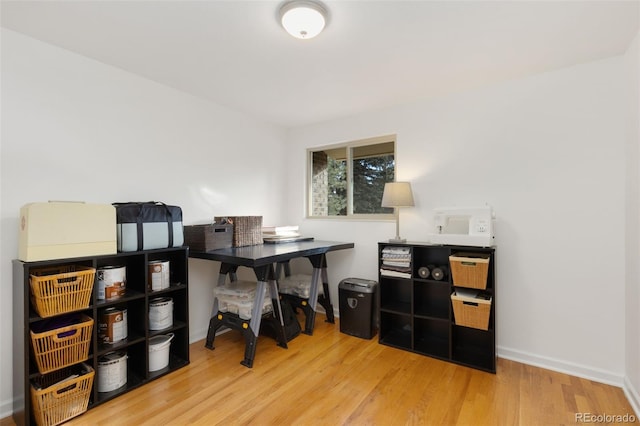 office space featuring light hardwood / wood-style floors